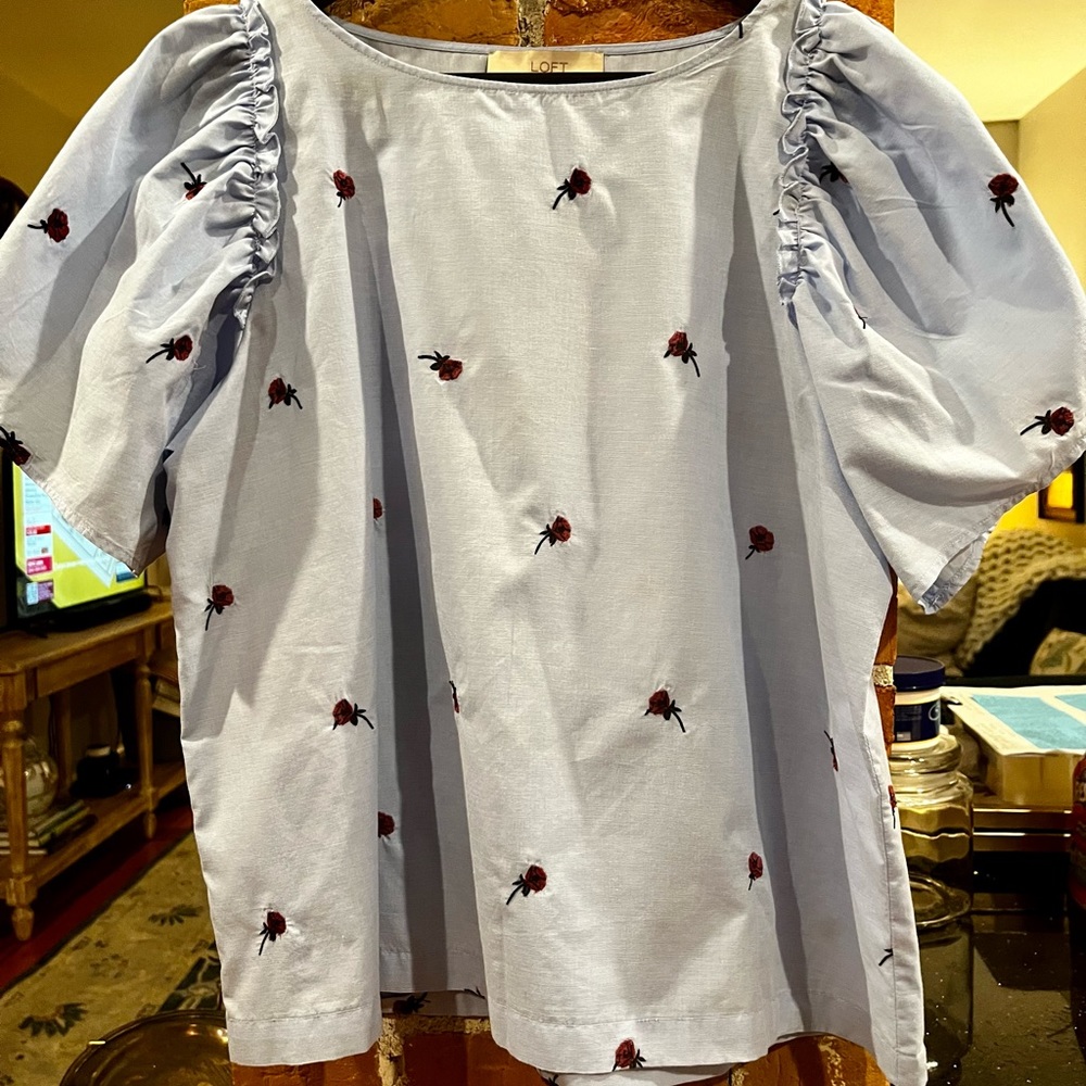 Loft Chambray Blue Top